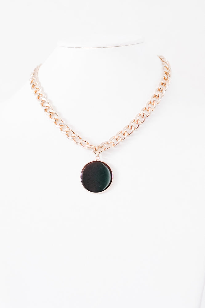 Gold Chain with Circle Pendant Necklace (SALE)