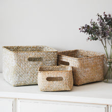 Load image into Gallery viewer, Whitewashed Woven Baskets - Set of 3
