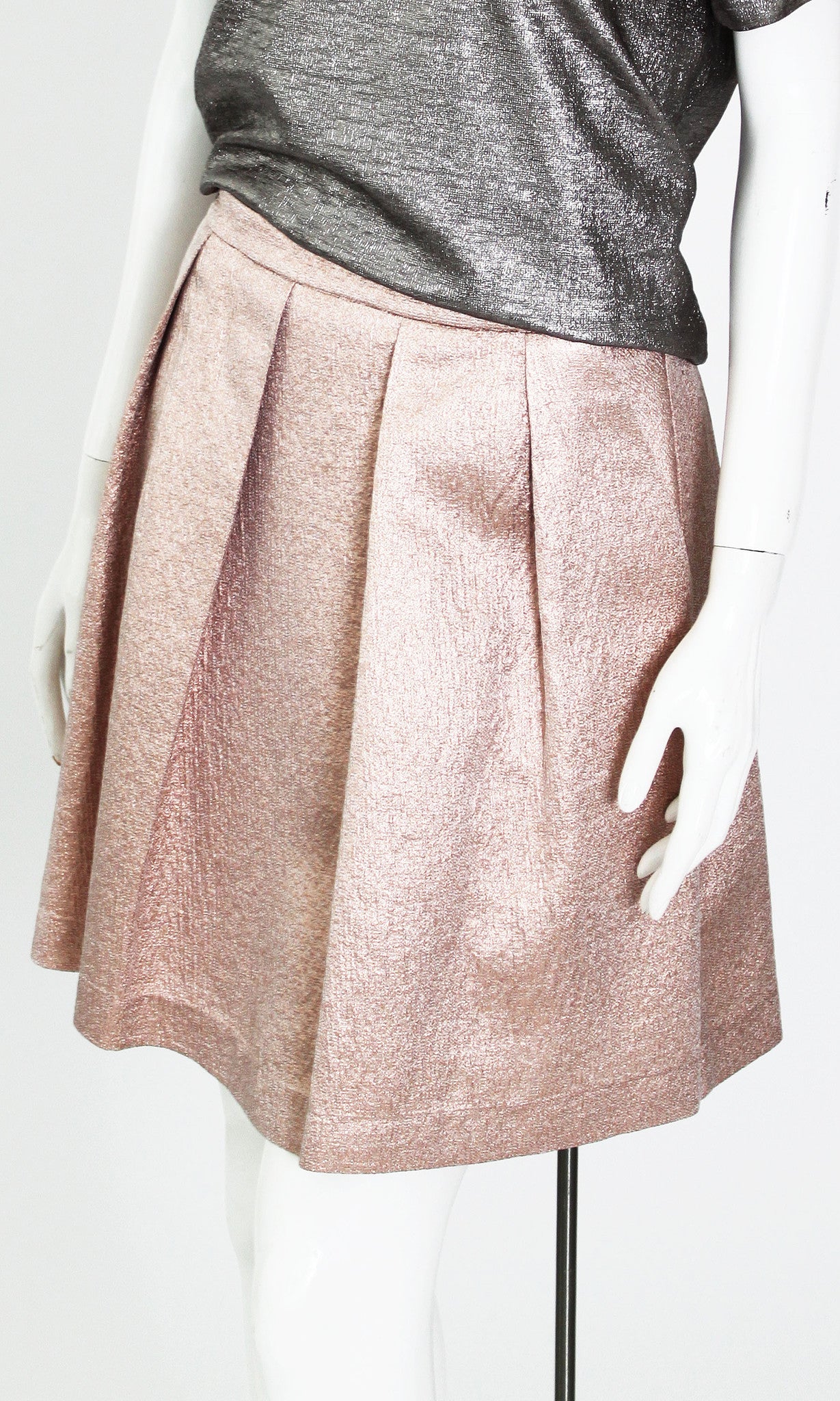 pleated skirt rose gold