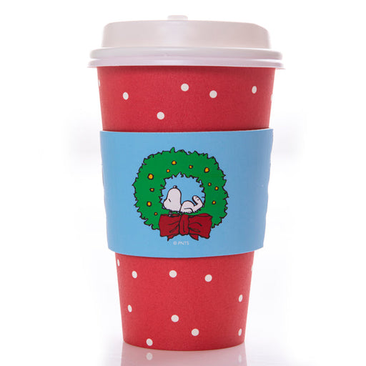 Graphique Peanuts Holiday Travel Paper Cups with Lids and Sleeves, 16 oz,  12 ct