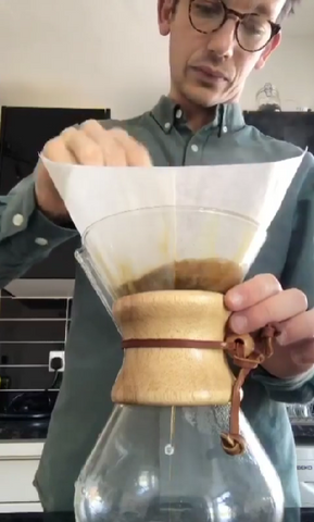Paul Ross making coffee using chemex