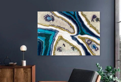 Abstract geode resin wall arts using natural stones 