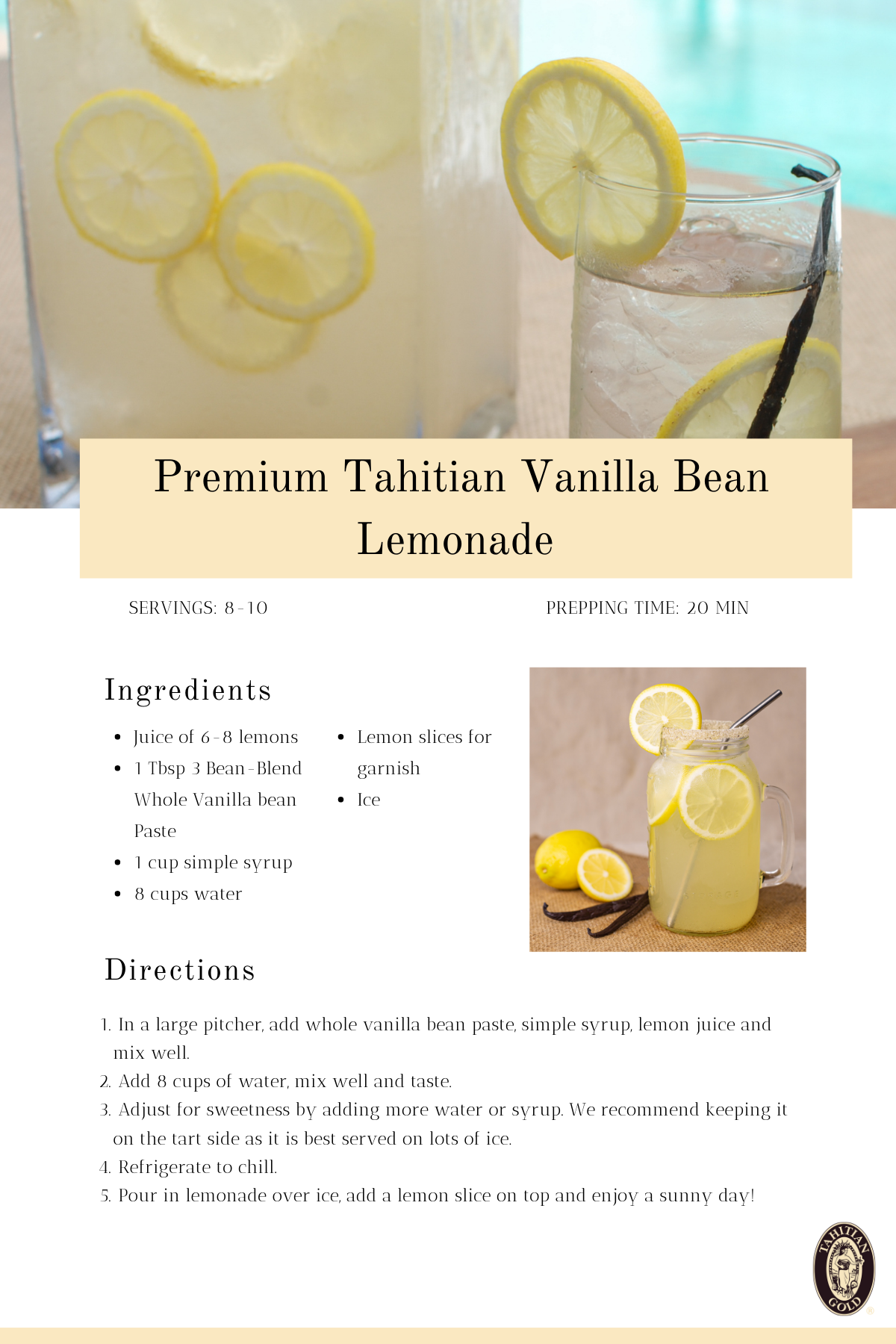 Premium Tahitian Vanilla Bean Lemonade 