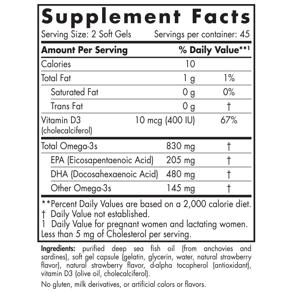 Nordic Naturals Prenatal DHA Supplement Facts