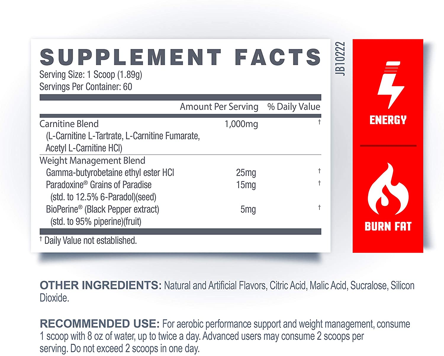 Betancourt Nutrition Carnitine Plus Supplement Facts