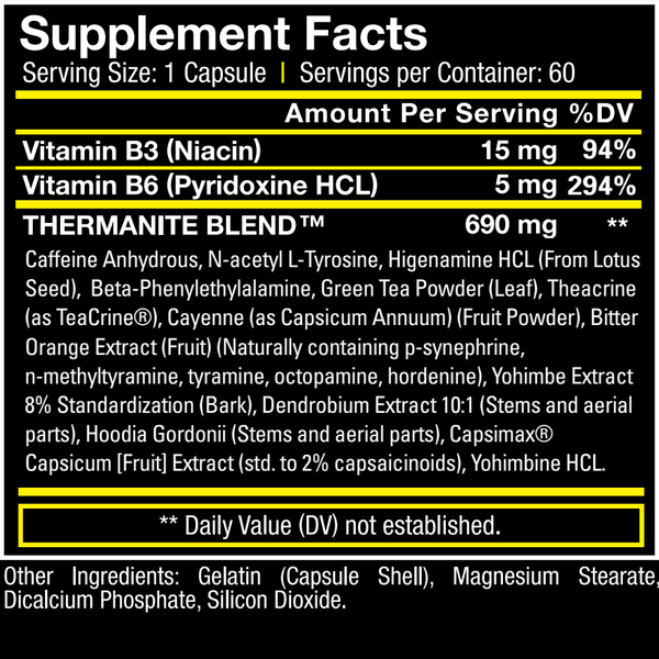 TNT Thermanite Supplement Facts