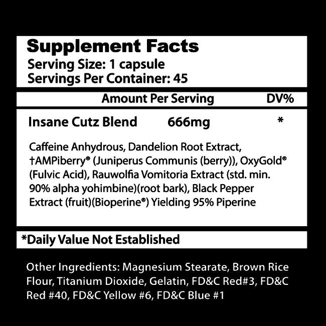 Insane Labz Insane Cutz Supplement Facts