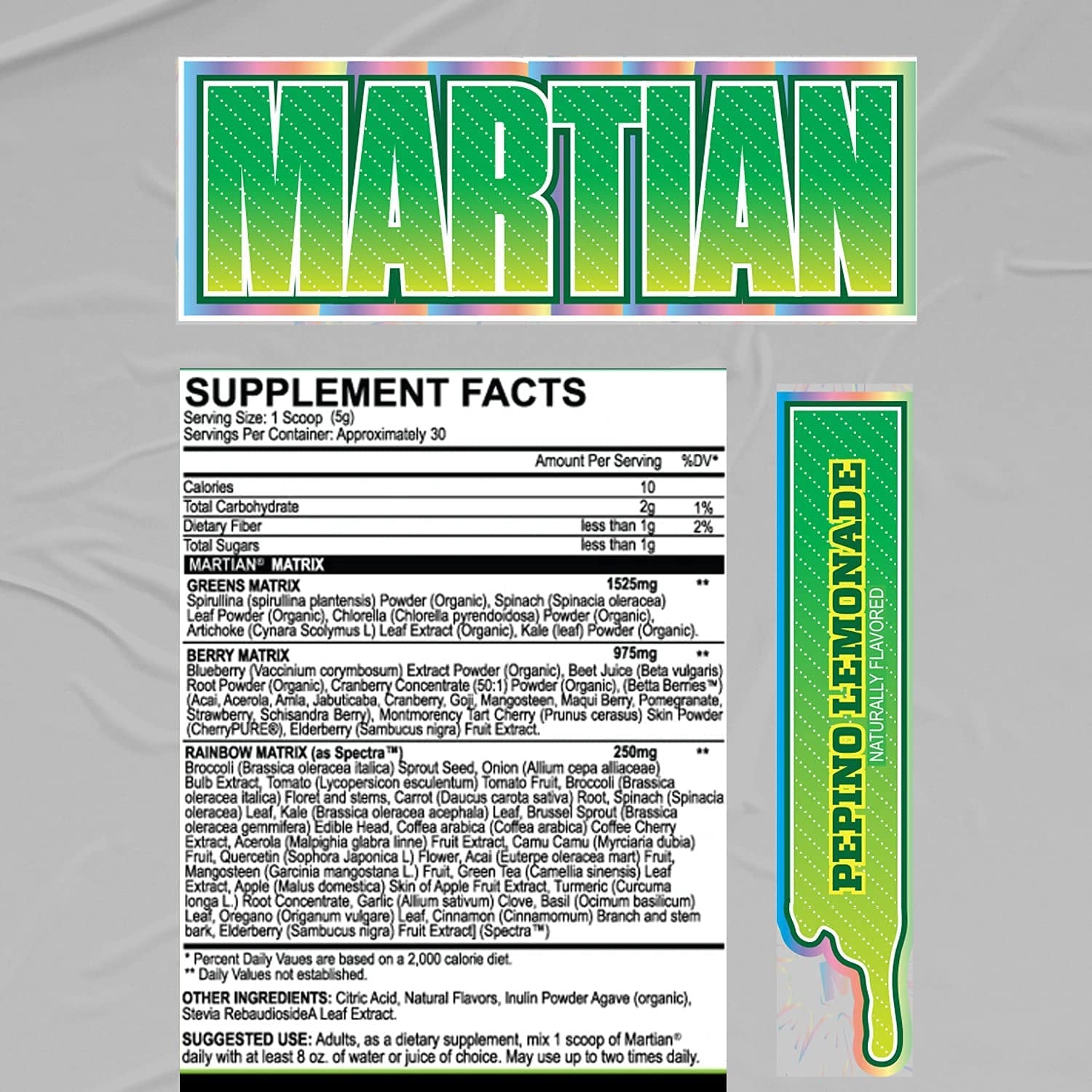 Martian Greens Pepino Lemonade Supplement Facts