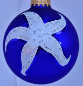 Sea Star with Crystals Glass Ball Ornament - St. John, VI
