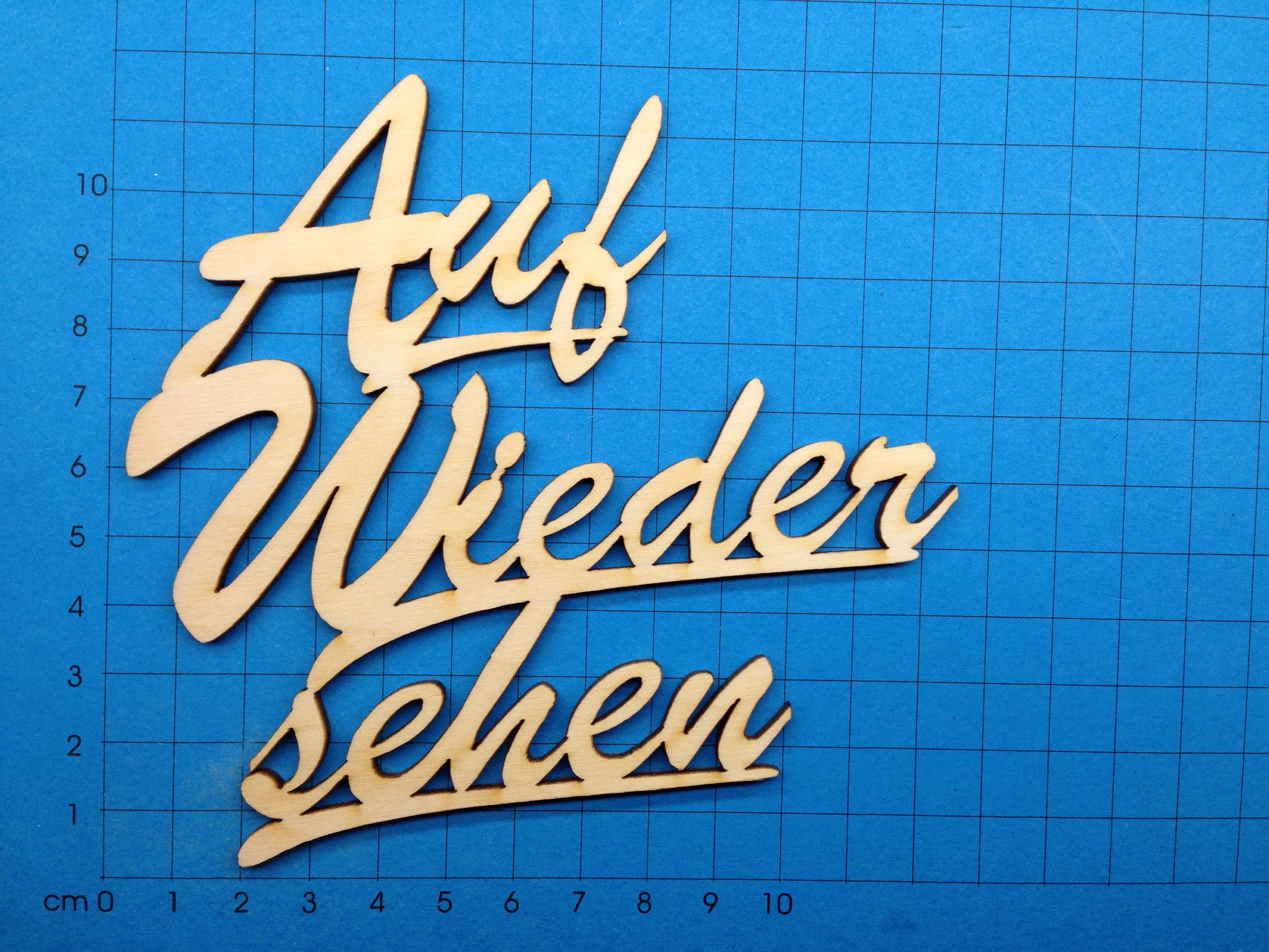 Schriftzüge Aus Holz Basteln Mit Holz Schriftzüge Bemalen Auf Wiedersehen 3 Zeilig Zusammen 8947