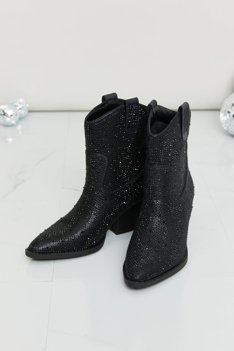 Forever Link Glitter Pointed Toe Booties in Black