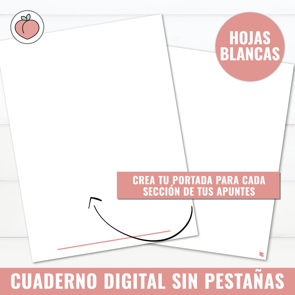 Cuaderno digital sin pestañas HardPeach | Hojas en blanco