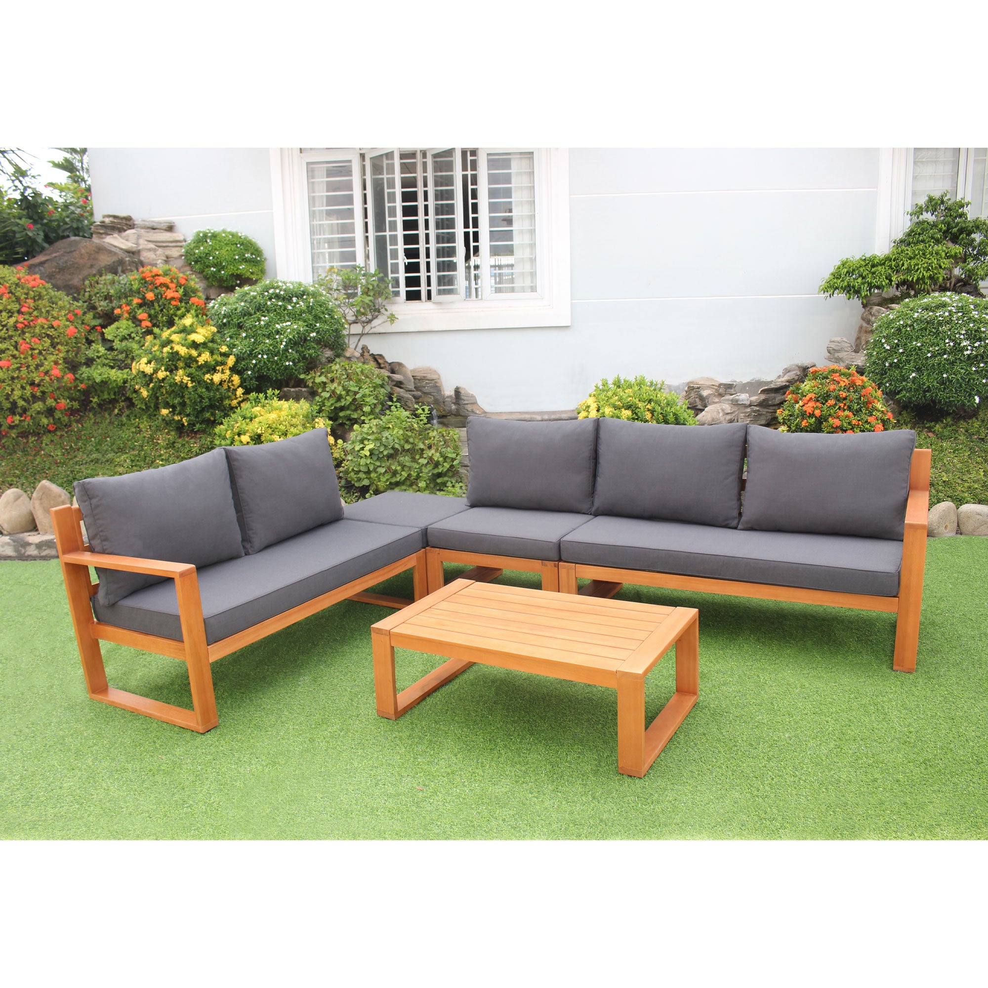 Salvador Wood Corner Sectional Set