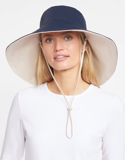 Cream with Navy Wide Brim Sun Hat – DiJore