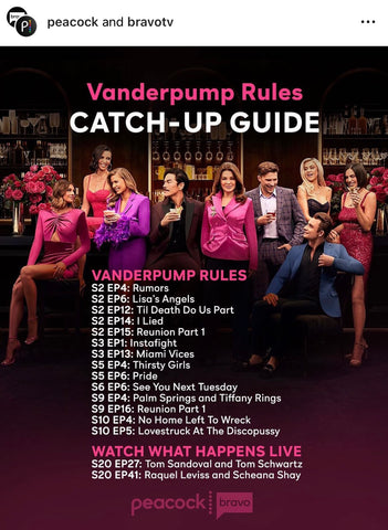 Peacock TV & Bravo TV Vanderpump Rules Catch Up Guide