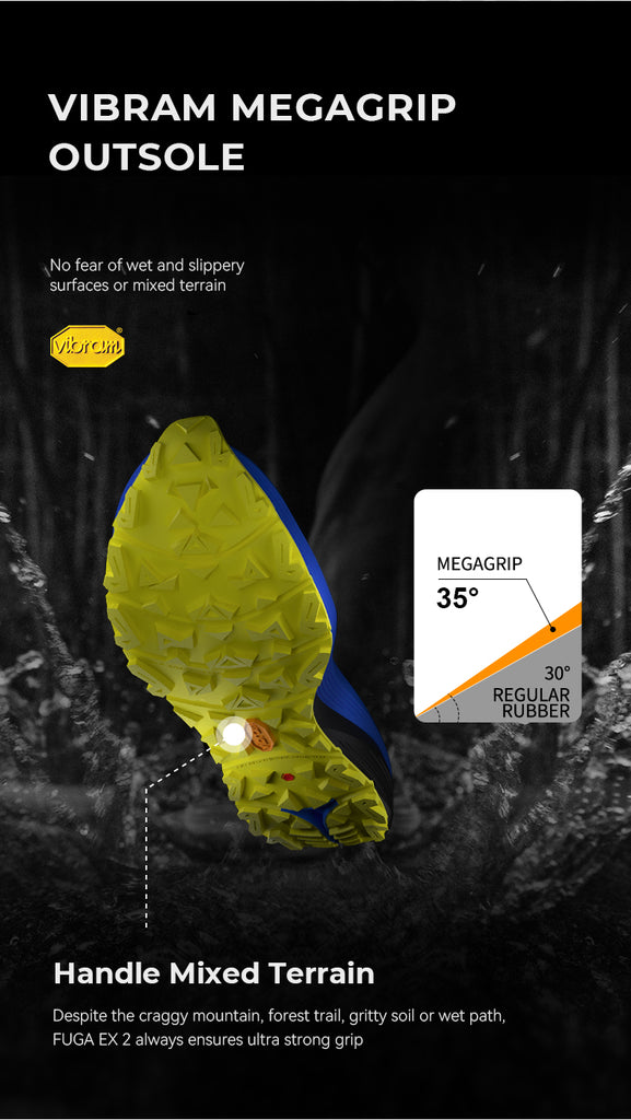 2. FUGA-EX2-trail running shoes-Vibram Megagrip Outsole