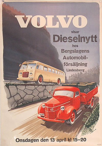 Volvo poster 1940s diesel cars truck