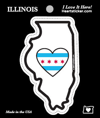 Heart in Chicago city flag Illinois 
