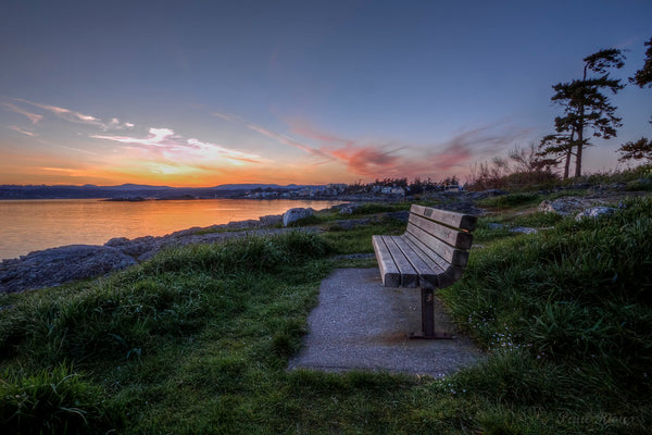 saxe point bench at sunset