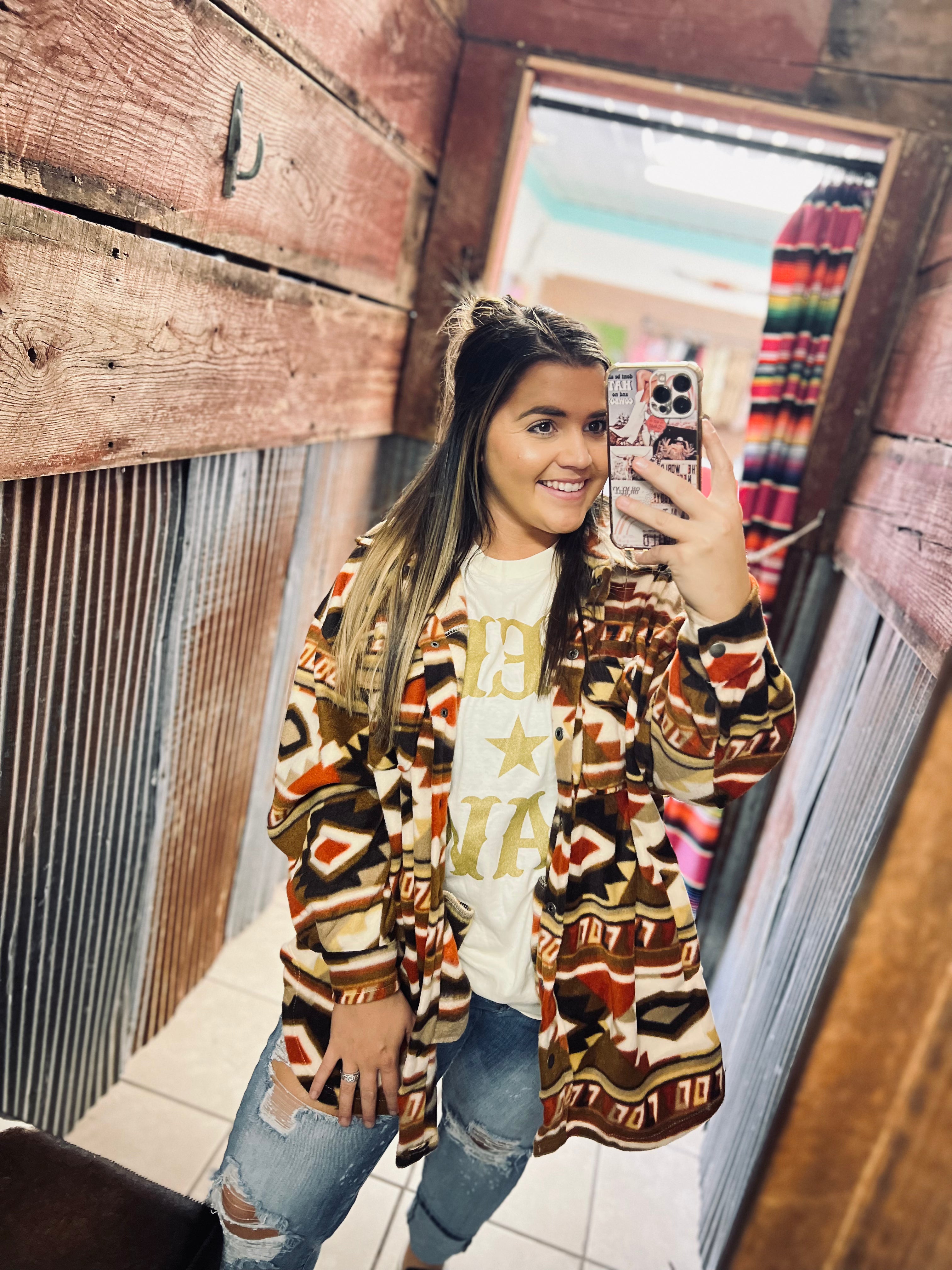 Rust Aztec fleece jacket