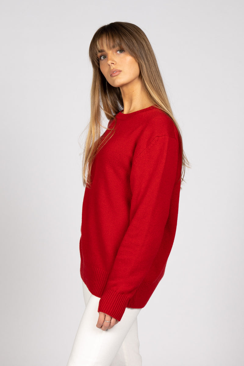 Cashmere Unisex Heavy O-neck – Red