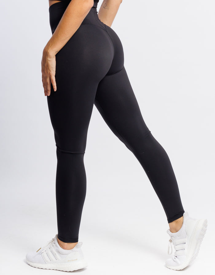 V3 Apparel Womens Tempo Seamless Scrunch Workout Leggings - Black