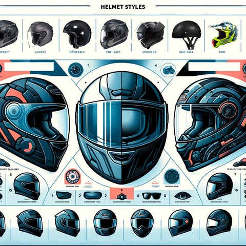 Infographic showing different helmet types (full-face, modular, etc.)