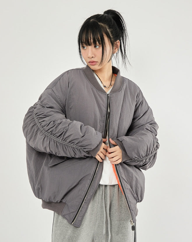 Raucohouse】Shirring over hood flight jumper 人気の定番 レディース