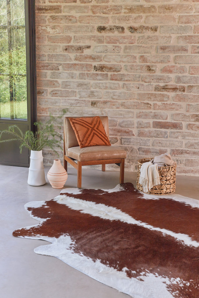 HypoAllergenic Brown and White Cowhide Rug