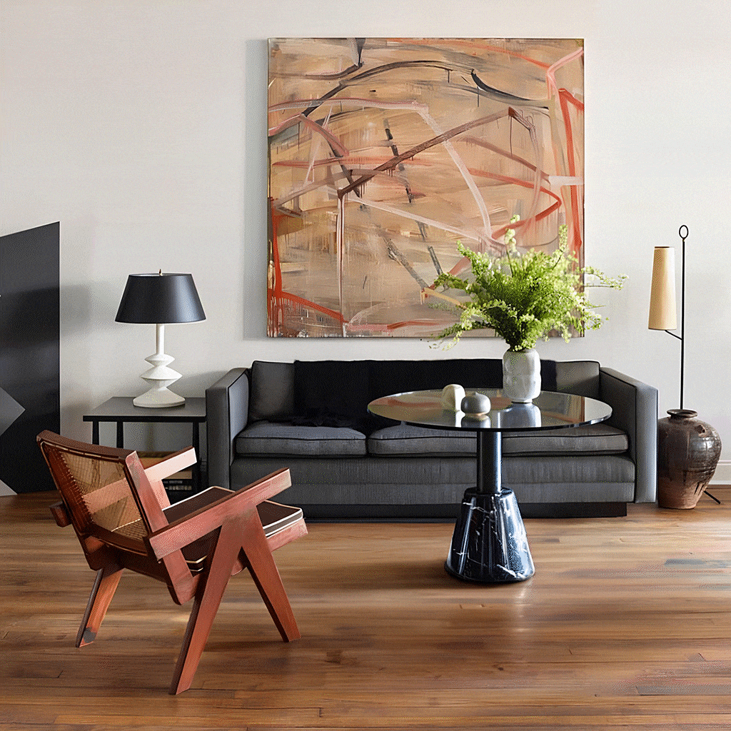 Neutral Cowhide in Living Room Decor