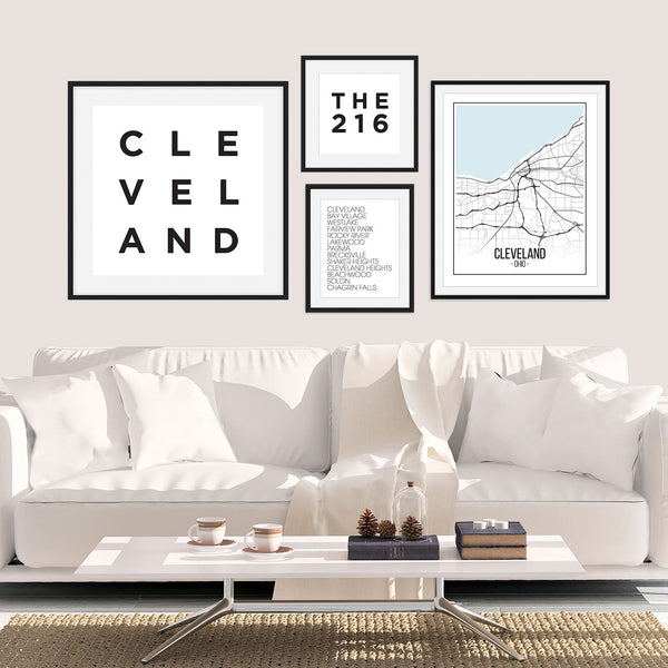 The Cleveland Gallery Wall - featuring four Cleveland Wall Art Prints from Culver and Cambridge