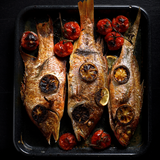 Preserved Lemon Harissa coated Whole Baked Fish