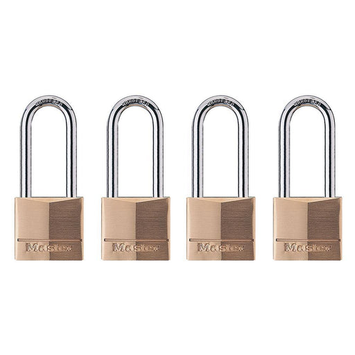 Master Lock Padlock, Solid Brass Lock, 3/4 in. Wide, 120Q (Pack of 4-Keyed  Alike)