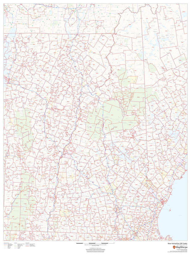 New Hampshire Zip Code Map American Map Store