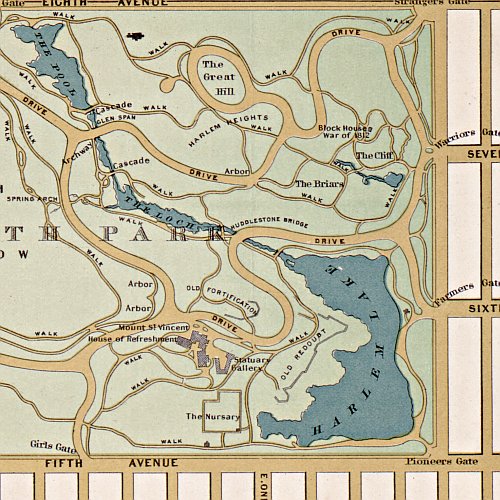 Hinrichs' guide map of the Central Park by Oscar Hinrichs, 1875