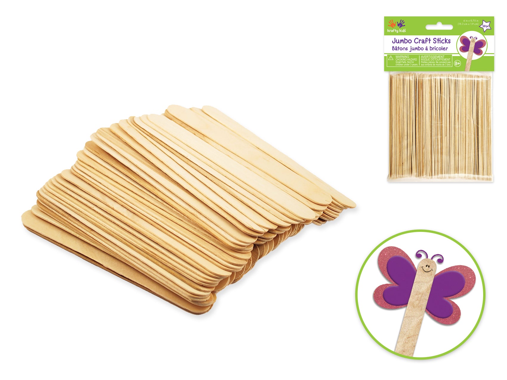 KD.Kr. 80-pc. Wdn. Craft Sticks, pbh