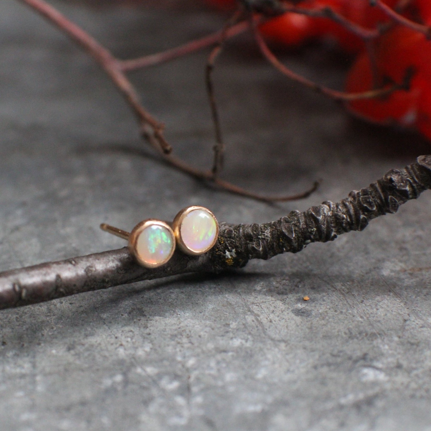4mm Teeny Opal Studs in 14k Gold Fill