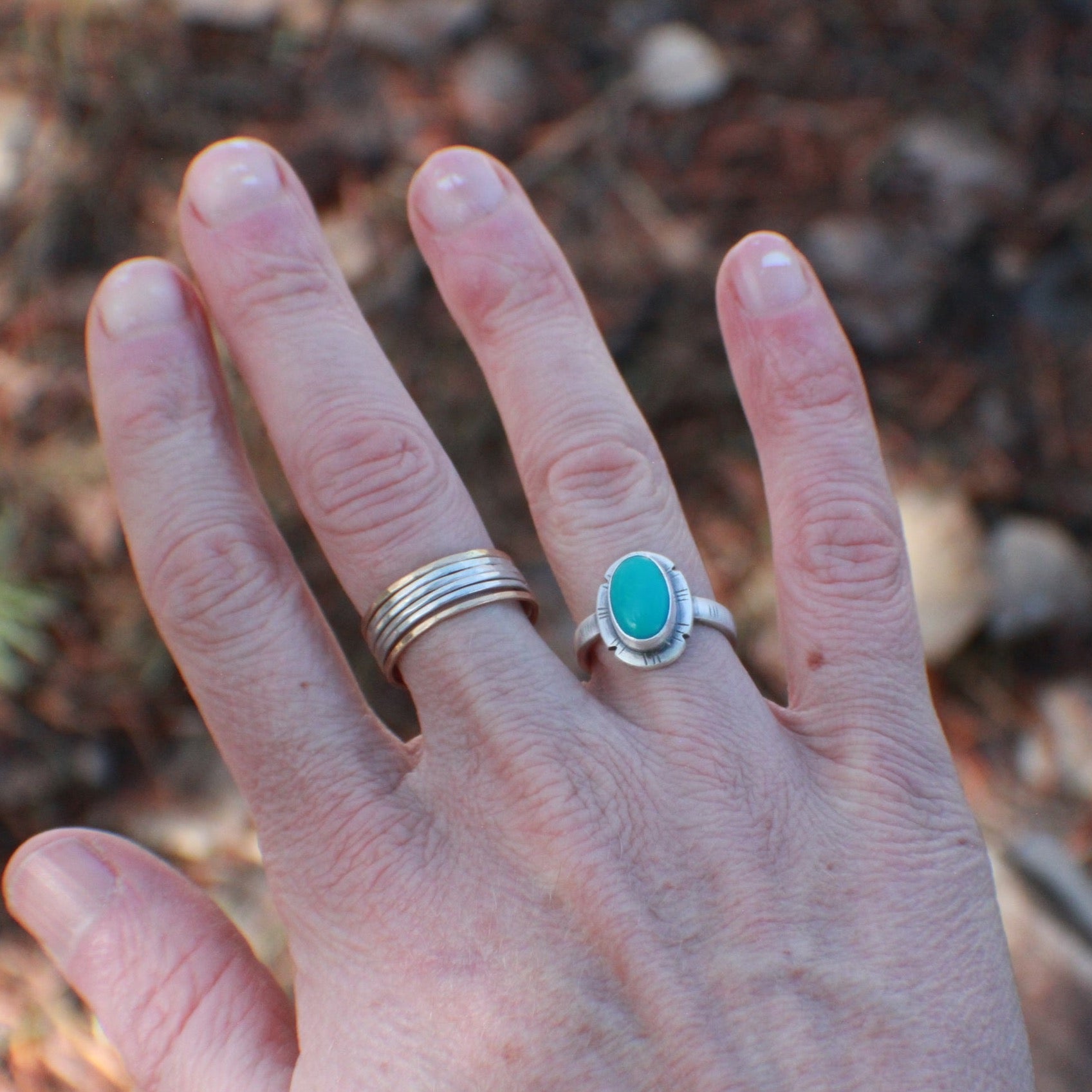 For the Love of Turquoise: Size 7.5 Oval (small) Sonoran Turquoise - Stabilized