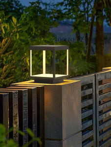 Led Square Pillar Light Gate Lamp Metal Lantern Post (Color : Black) - Garden Light
