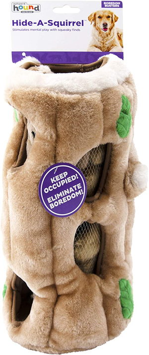 outward hound hide a squirrel squeaky puzzle plush dog toy