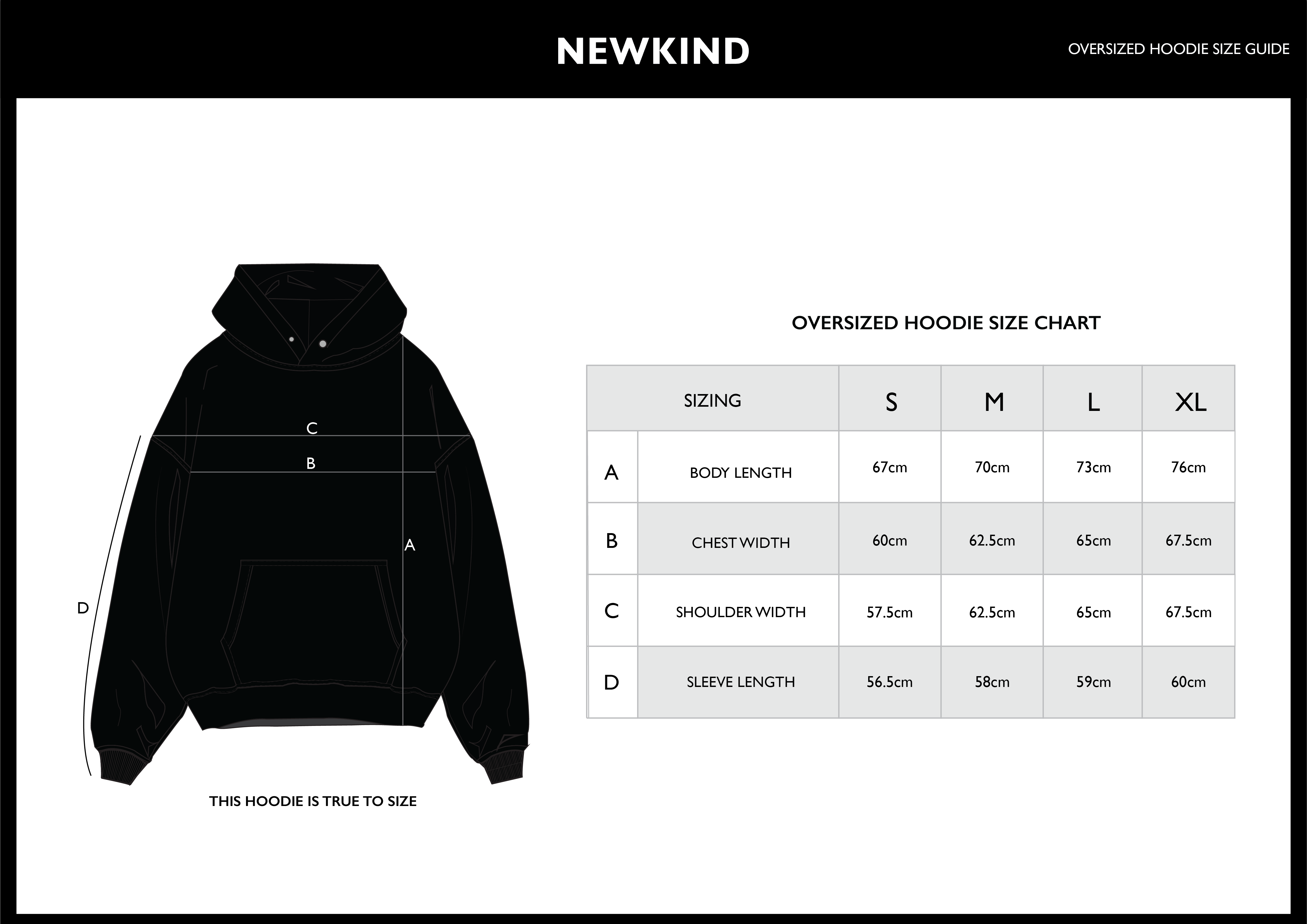 Hoodie size chart