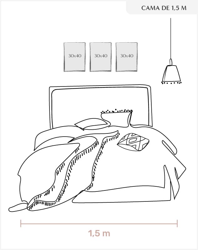 ejemplo 3 medidas cuadros para dormitorio, encima de la cama