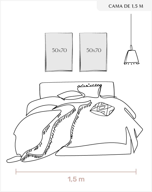 ejemplo 1 medidas cuadros para dormitorio, encima de la cama