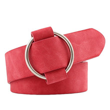 Load image into Gallery viewer, Fashion Women Solid Color Wide Waistband No Pin Round Circle Faux Leather Belt
