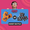 Battle of the chews boy image on pink and blue background