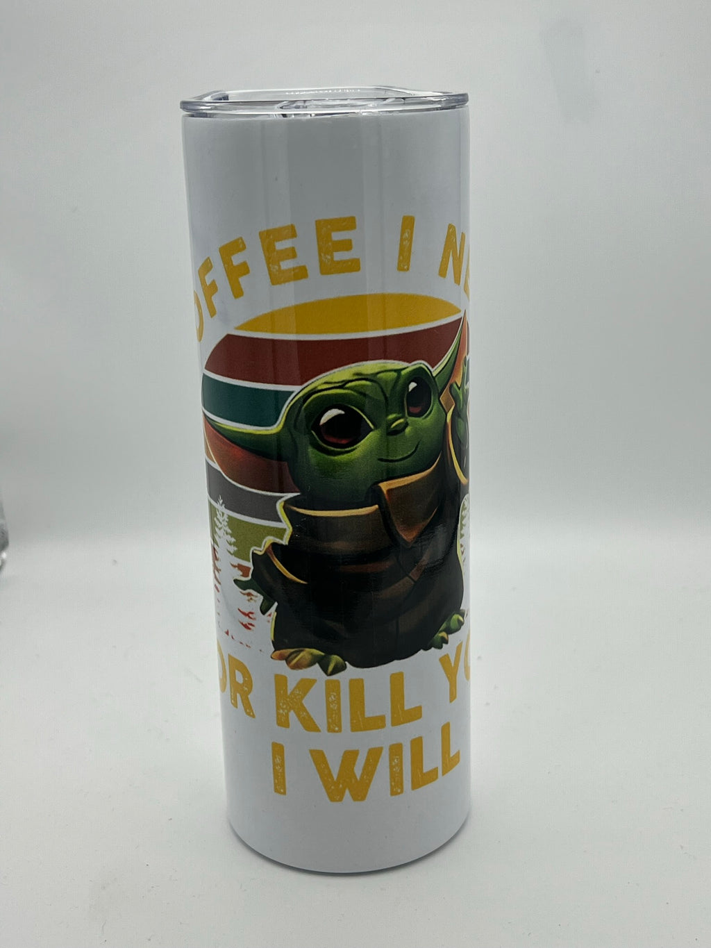 Dunkie Junkie Baby Yoda Grogu Tumbler 20 Oz Straw Slim Travel Mug