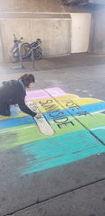 In progress Chalk Art Chalk Mural Chalk Artist Sunnyside Shines Taste of Sunnyside Queens NYC Allison Luci Allie for the Soul