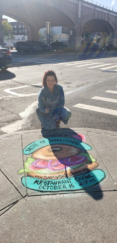 Bagel Art Chalk Art Chalk Mural Chalk Artist Sunnyside Shines Taste of Sunnyside Queens NYC Allison Luci Allie for the Soul