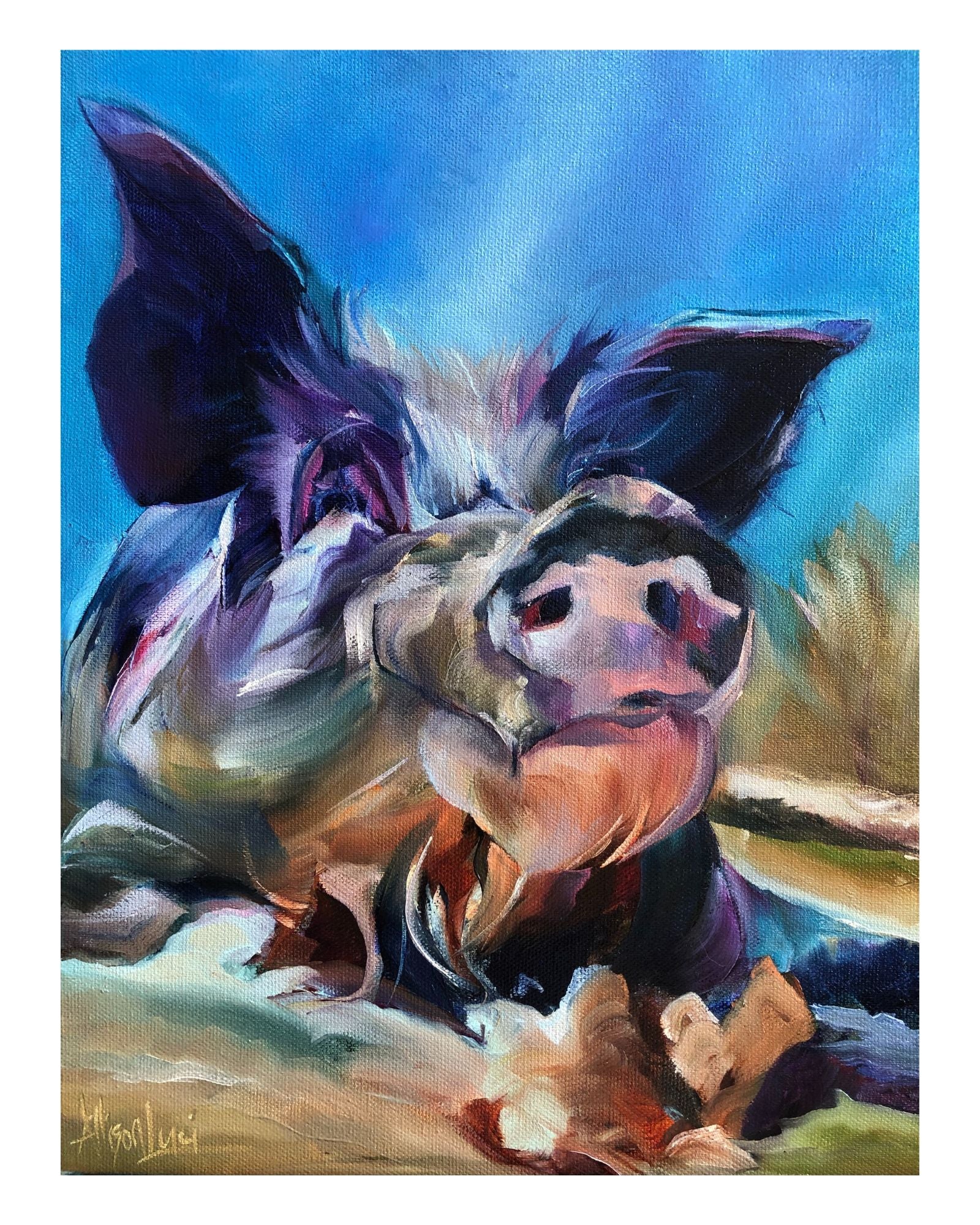 Sweet Aaron from Odd Man Inn Pig Painting Fine Art Paper Print - Live in the Moment PRINT STOCK SALE