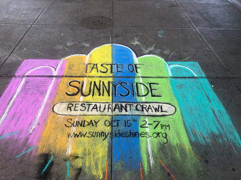 Chalk Art Chalk Mural Chalk Artist Sunnyside Shines Tate of Sunnyside Queens NYC Allison Luci Allie for the Soul